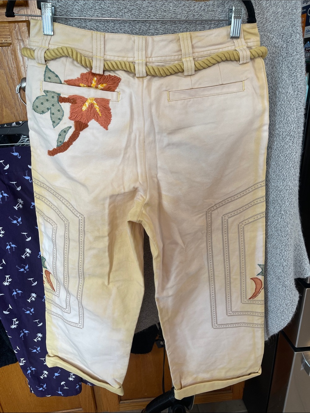 We The Free Women Size 8 Electric Sands Embroidered Pants Rope-Handle - Picture 9 of 13